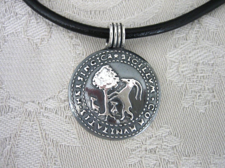 Hälsinglands landskapssigill - silversmycke i äkta silver - handgjorda silversmycken från Brokig silversmycken