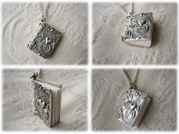 Mönstrad silverbok 2 cm hög - silversmycke i äkta silver - handgjorda silversmycken från Brokig silversmycken